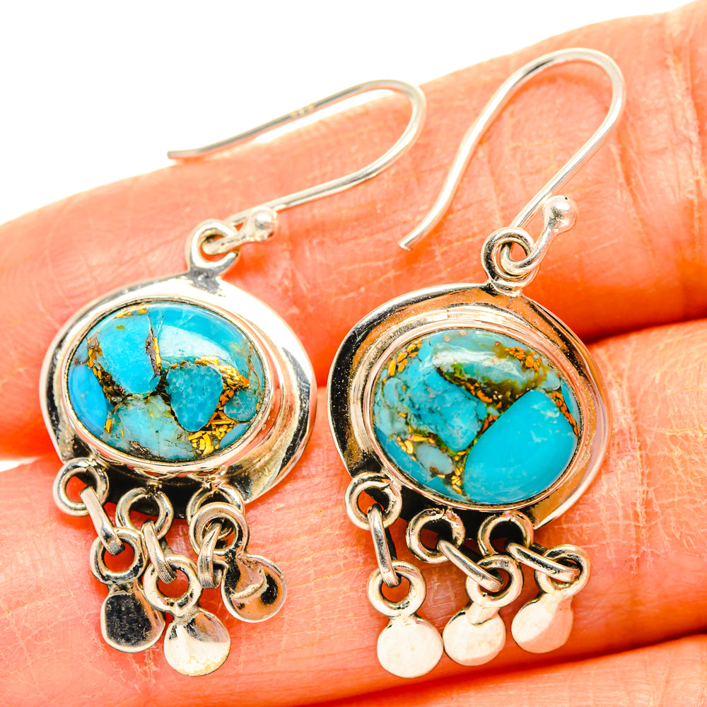 Blue Copper Composite Turquoise Earrings handcrafted by Anasilvercos - EARR427056