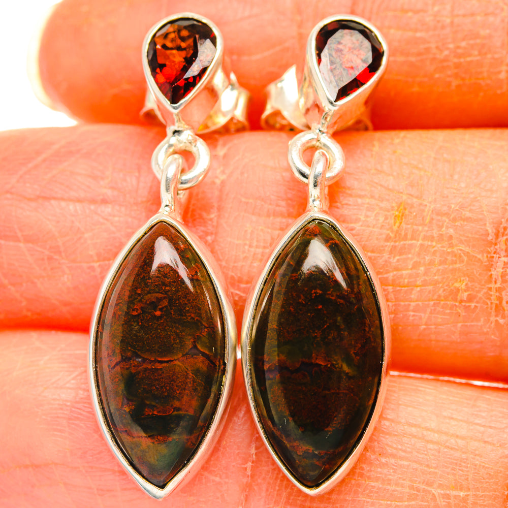 Bloodstone Earrings handcrafted by Anasilvercos - EARR427057
