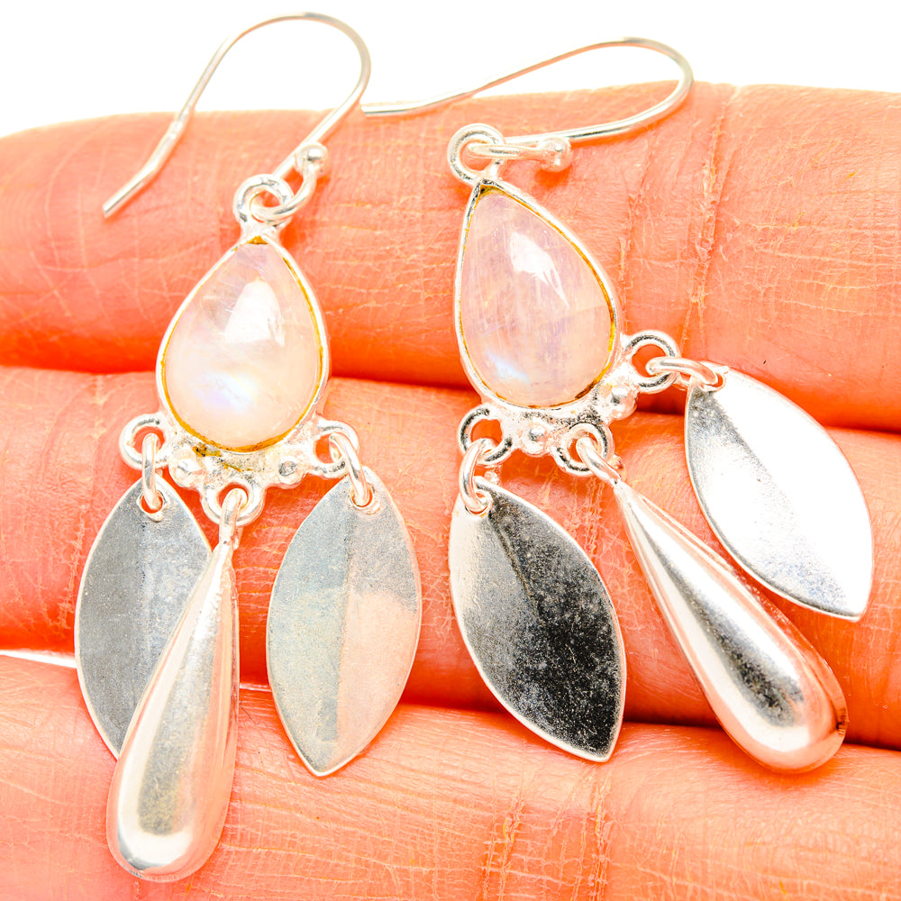 Rainbow Moonstone Earrings handcrafted by Anasilvercos - EARR427062