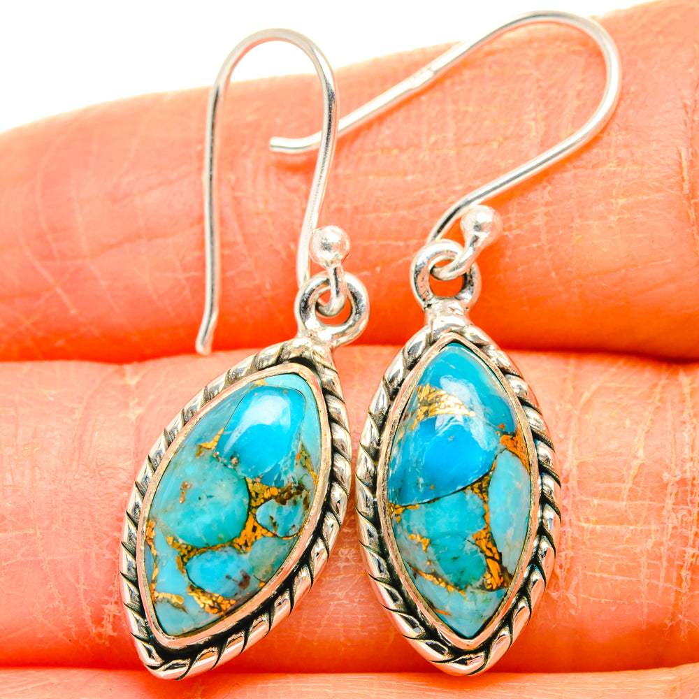 Blue Copper Composite Turquoise Earrings handcrafted by Anasilvercos - EARR427063
