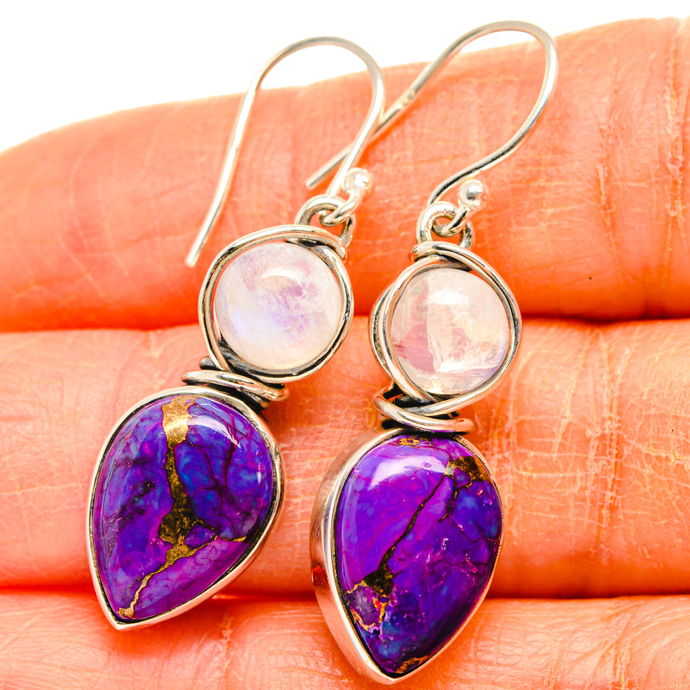 Purple Copper Composite Turquoise Earrings handcrafted by Anasilvercos - EARR427065