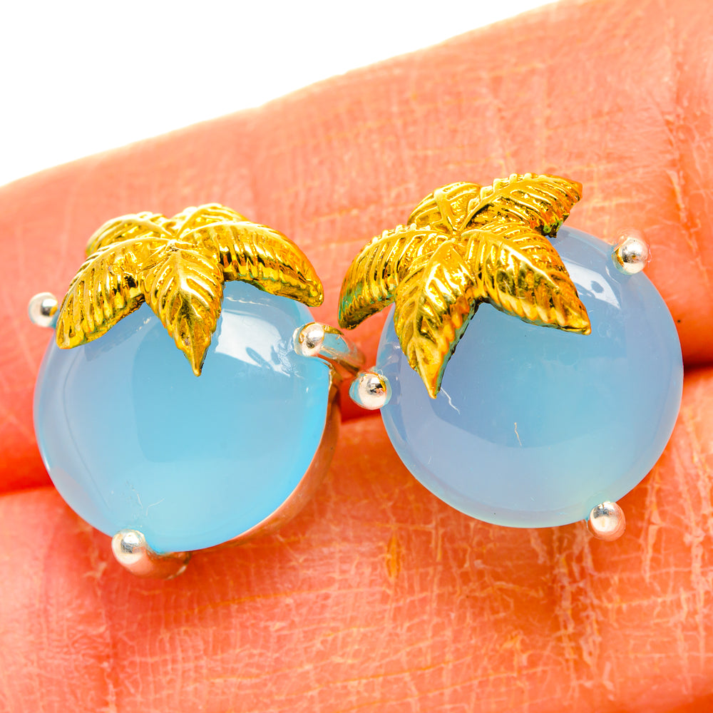 Aqua Chalcedony Earrings handcrafted by Anasilvercos - EARR427066