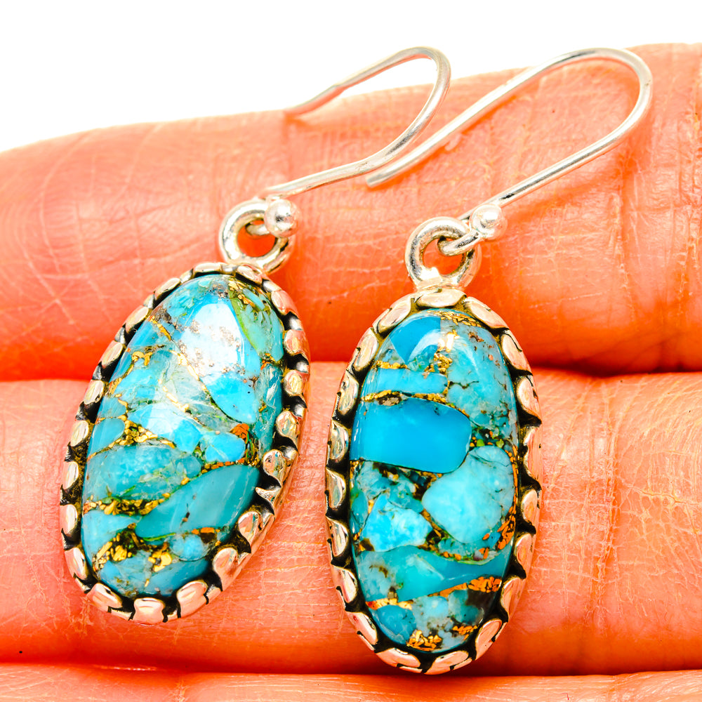 Blue Copper Composite Turquoise Earrings handcrafted by Anasilvercos - EARR427071