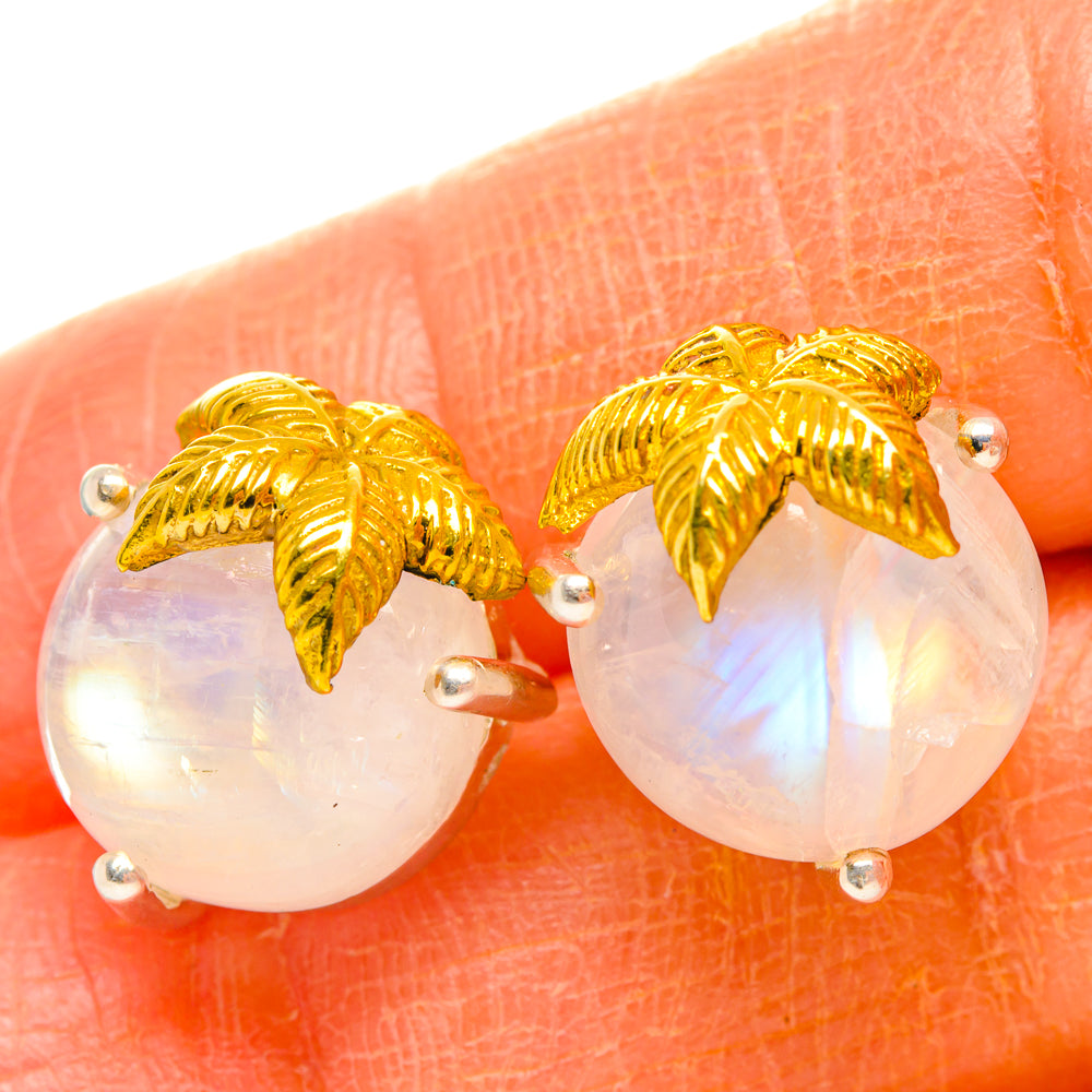 Rainbow Moonstone Earrings handcrafted by Anasilvercos - EARR427072