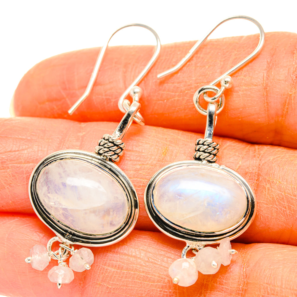 Rainbow Moonstone Earrings handcrafted by Anasilvercos - EARR427095