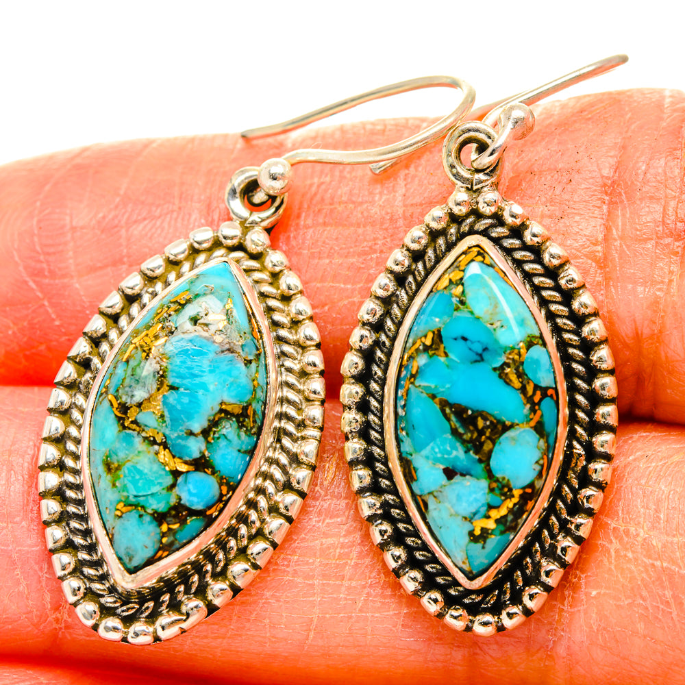 Blue Copper Composite Turquoise Earrings handcrafted by Anasilvercos - EARR427100