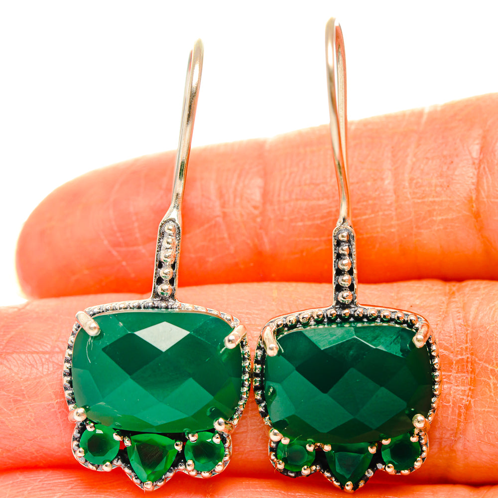 Green Onyx Earrings handcrafted by Anasilvercos - EARR427101