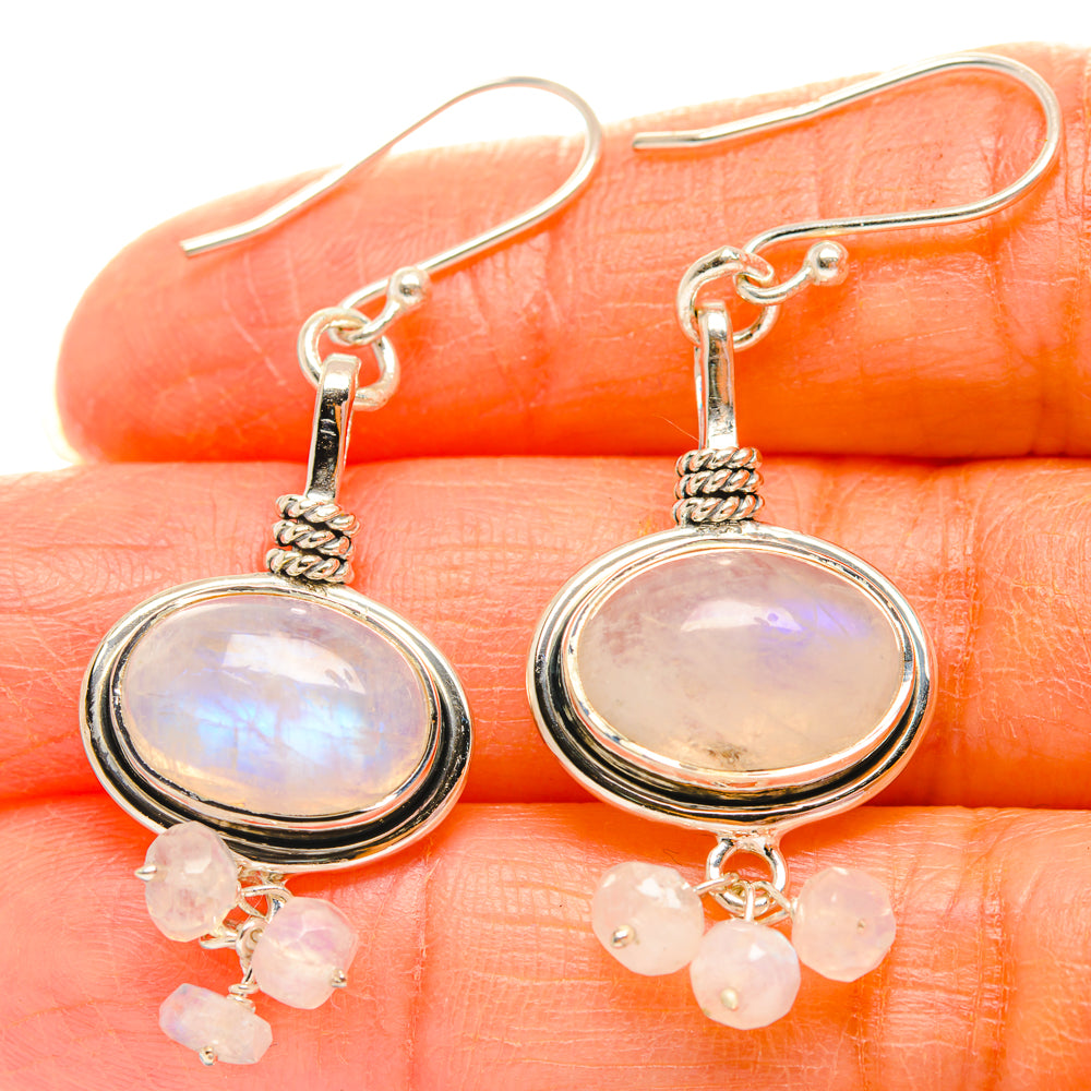 Rainbow Moonstone Earrings handcrafted by Anasilvercos - EARR427104