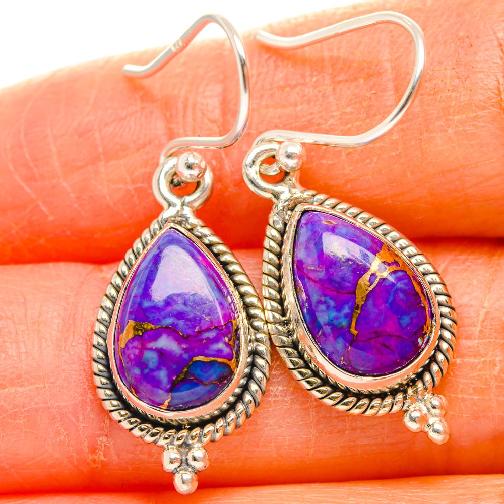 Purple Copper Composite Turquoise Earrings handcrafted by Anasilvercos - EARR427121