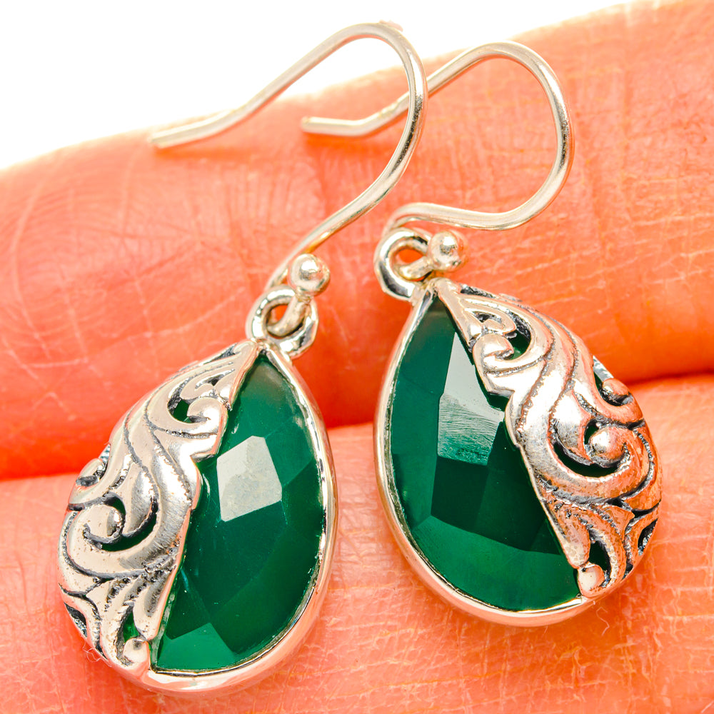 Green Onyx Earrings handcrafted by Anasilvercos - EARR427128