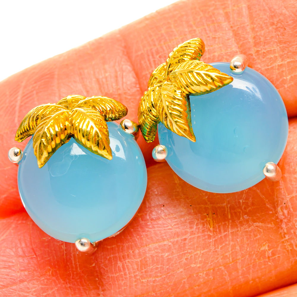 Aqua Chalcedony Earrings handcrafted by Anasilvercos - EARR427129