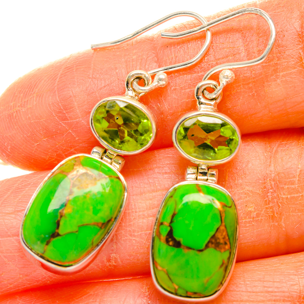 Green Copper Composite Turquoise Earrings handcrafted by Anasilvercos - EARR427131