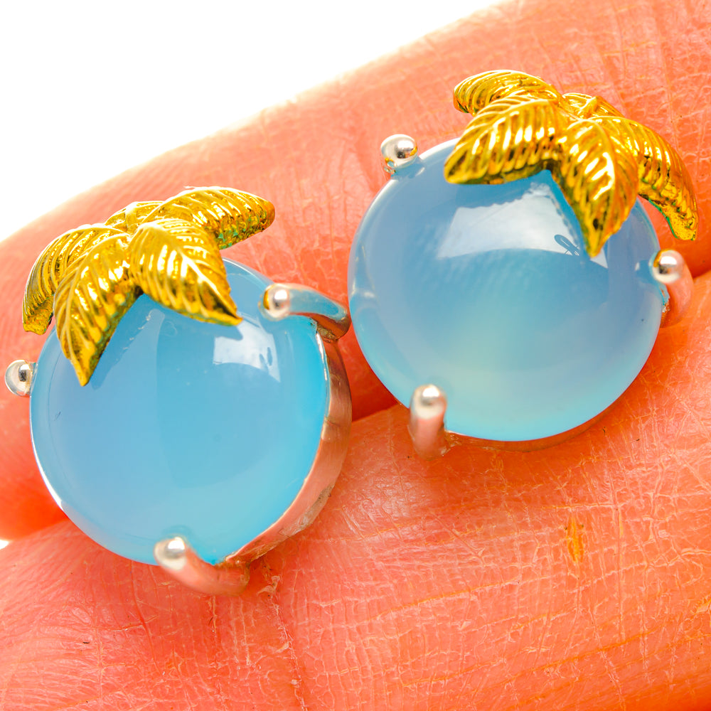 Aqua Chalcedony Earrings handcrafted by Anasilvercos - EARR427141
