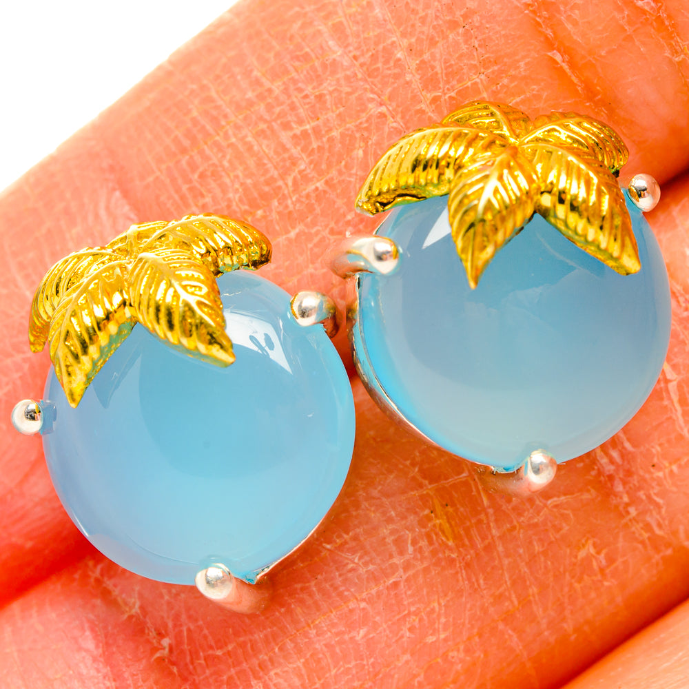 Aqua Chalcedony Earrings handcrafted by Anasilvercos - EARR427145