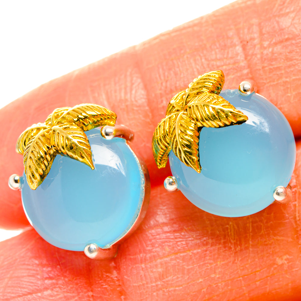Aqua Chalcedony Earrings handcrafted by Anasilvercos - EARR427150