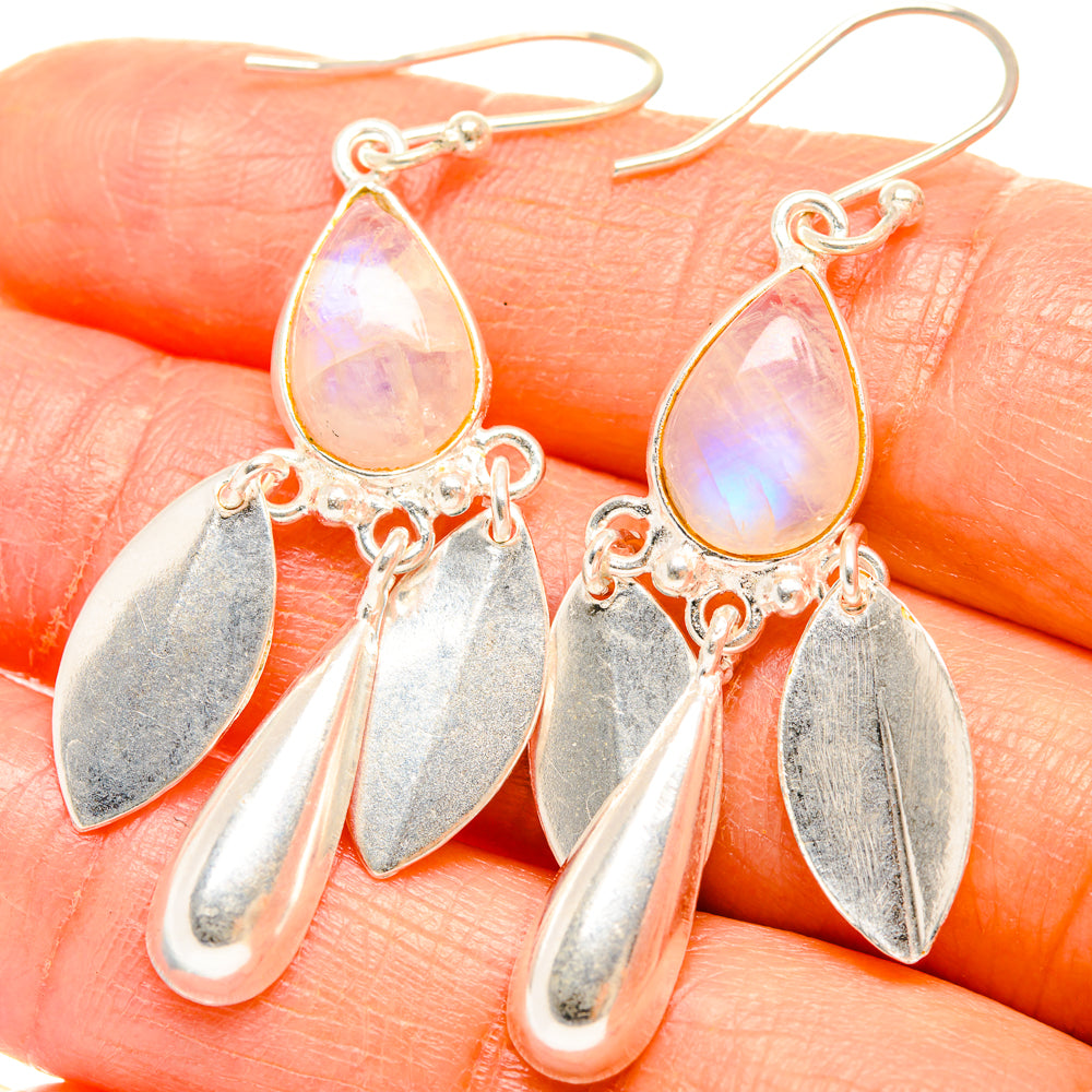 Rainbow Moonstone Earrings handcrafted by Anasilvercos - EARR427153