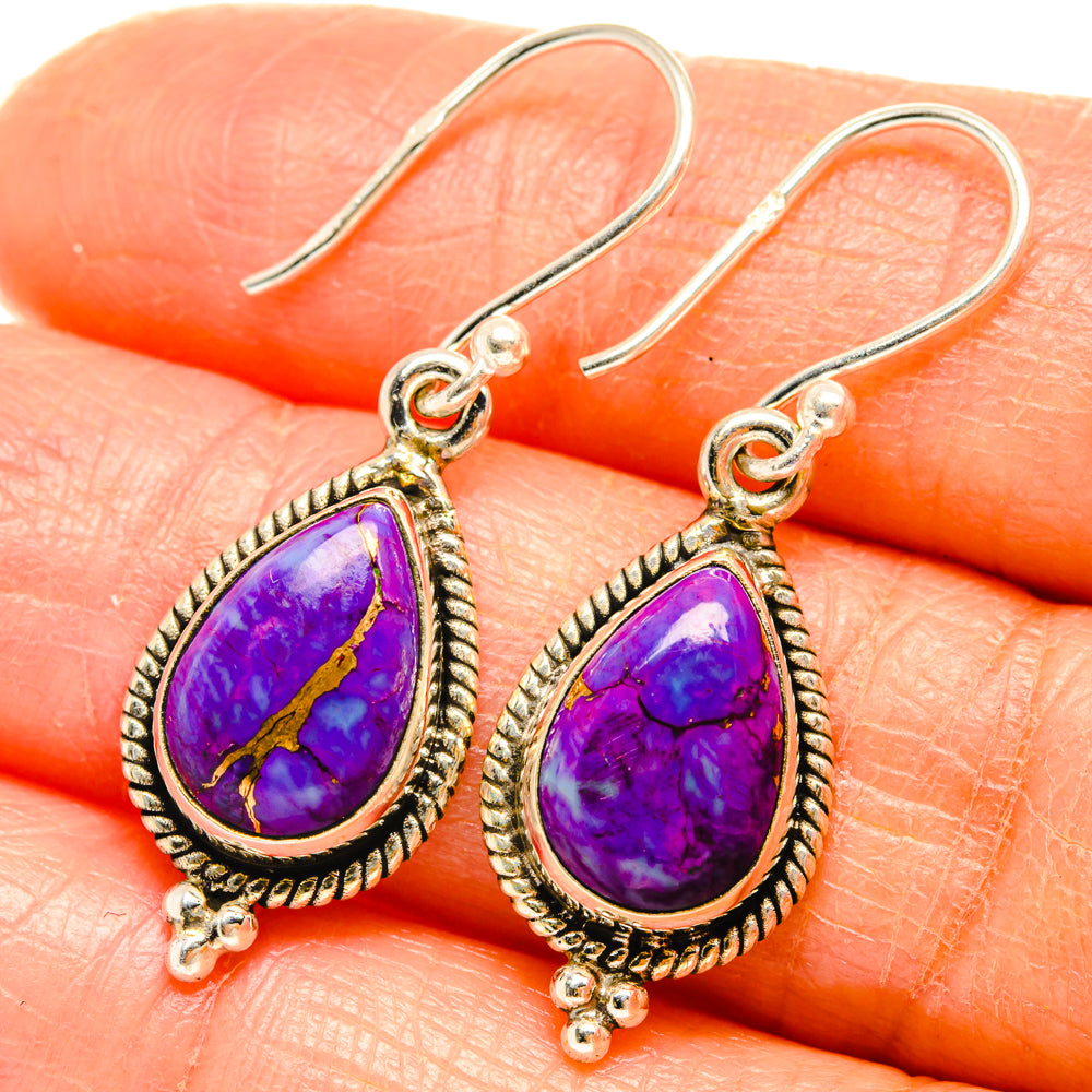 Purple Copper Composite Turquoise Earrings handcrafted by Anasilvercos - EARR427154