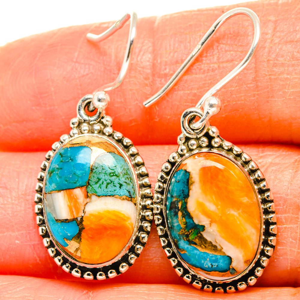 Spiny Oyster Turquoise Earrings handcrafted by Anasilvercos - EARR427155