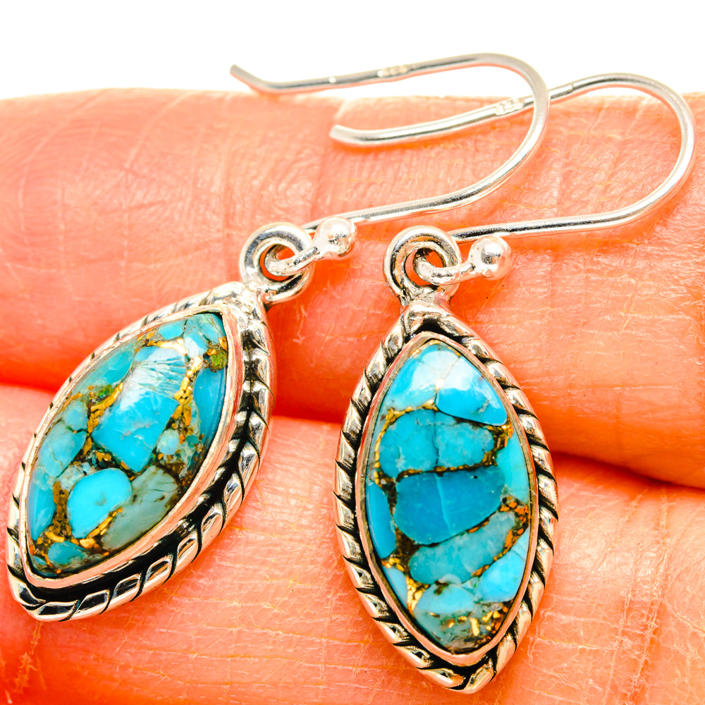 Blue Copper Composite Turquoise Earrings handcrafted by Anasilvercos - EARR427159