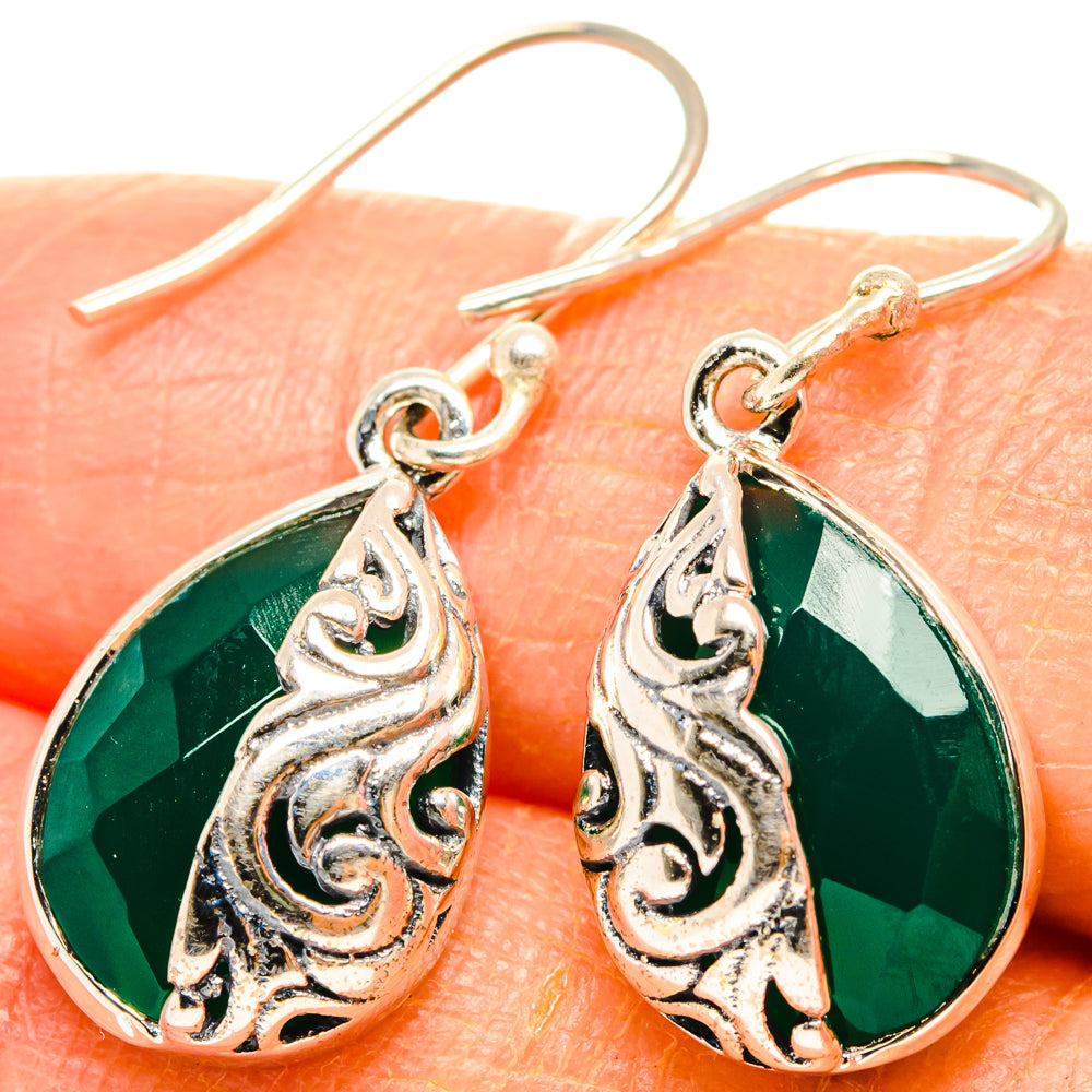 Green Onyx Earrings handcrafted by Anasilvercos - EARR427162