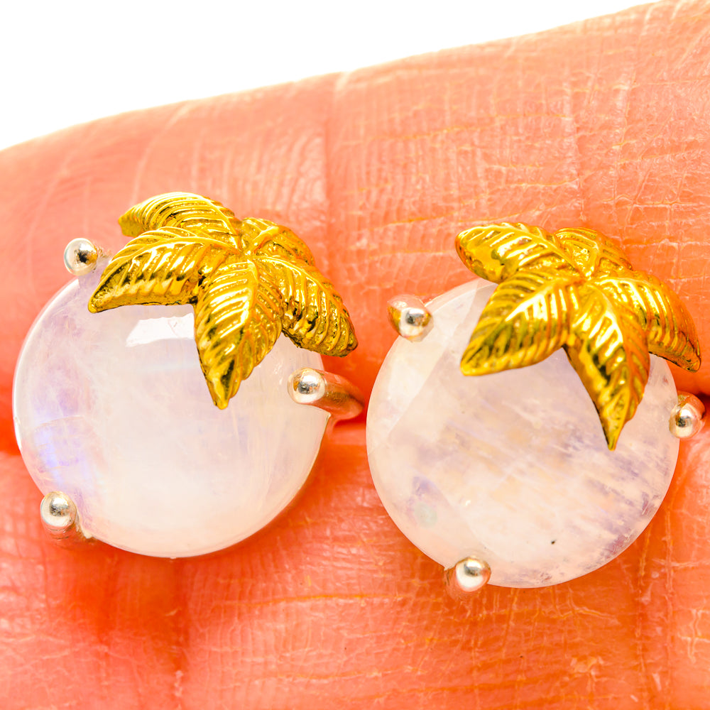Rainbow Moonstone Earrings handcrafted by Anasilvercos - EARR427170