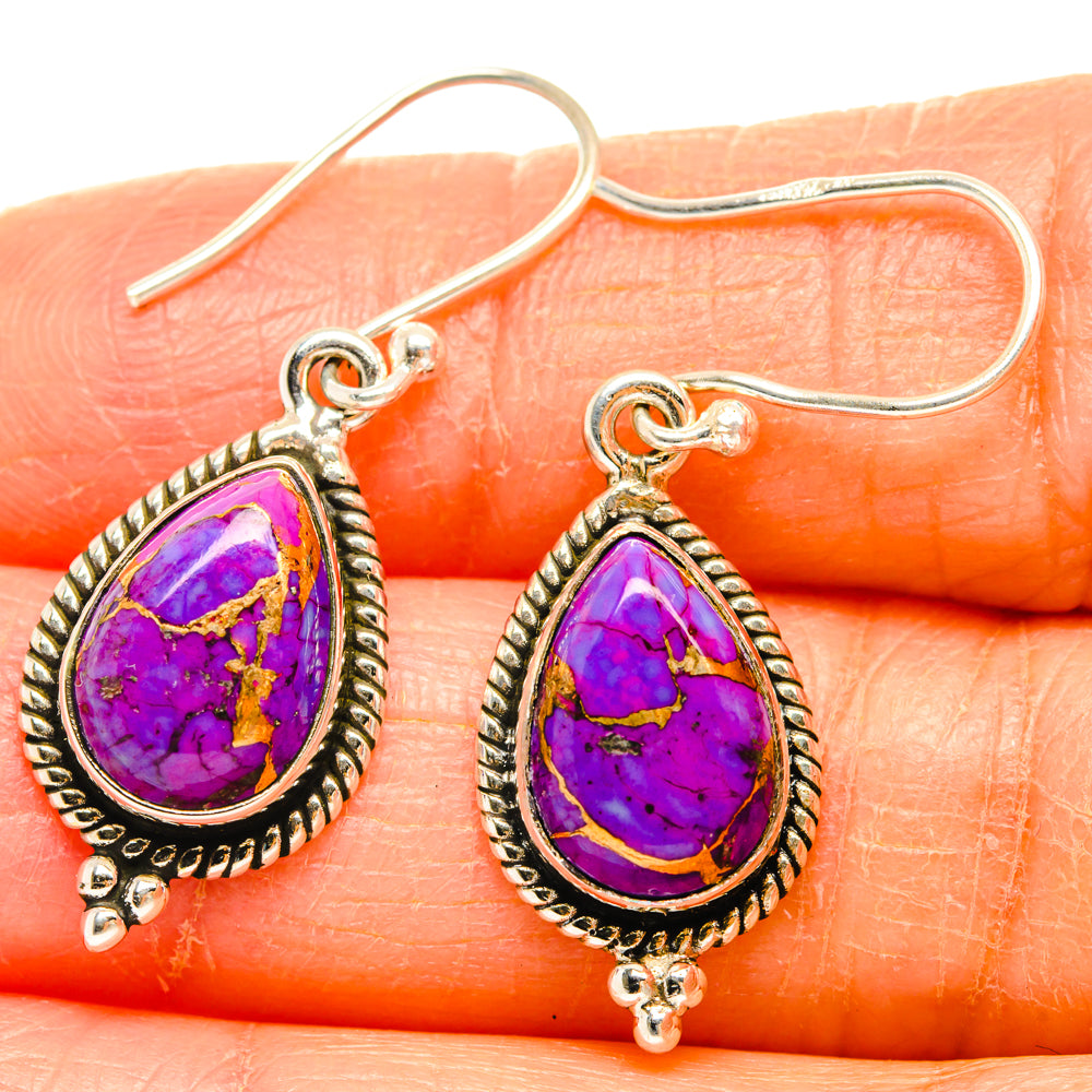 Purple Copper Composite Turquoise Earrings handcrafted by Anasilvercos - EARR427174