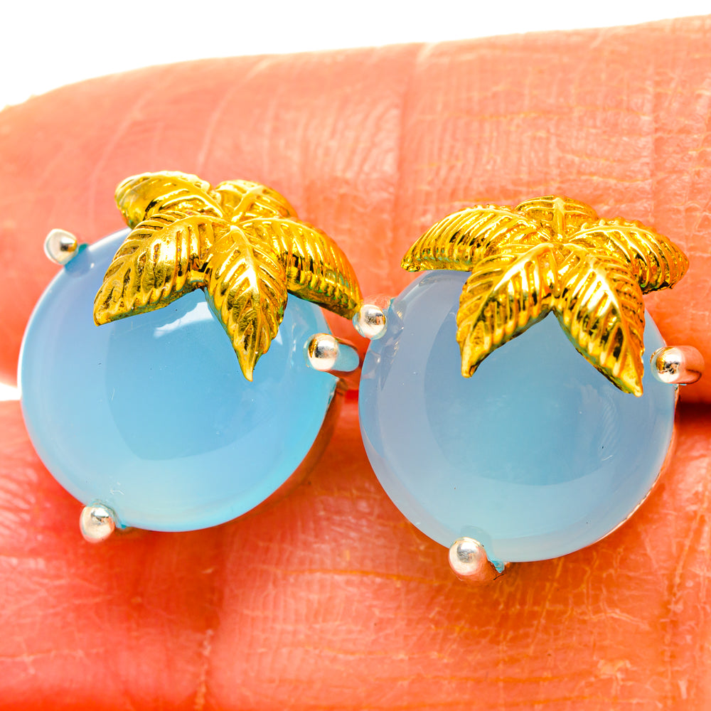 Aqua Chalcedony Earrings handcrafted by Anasilvercos - EARR427175