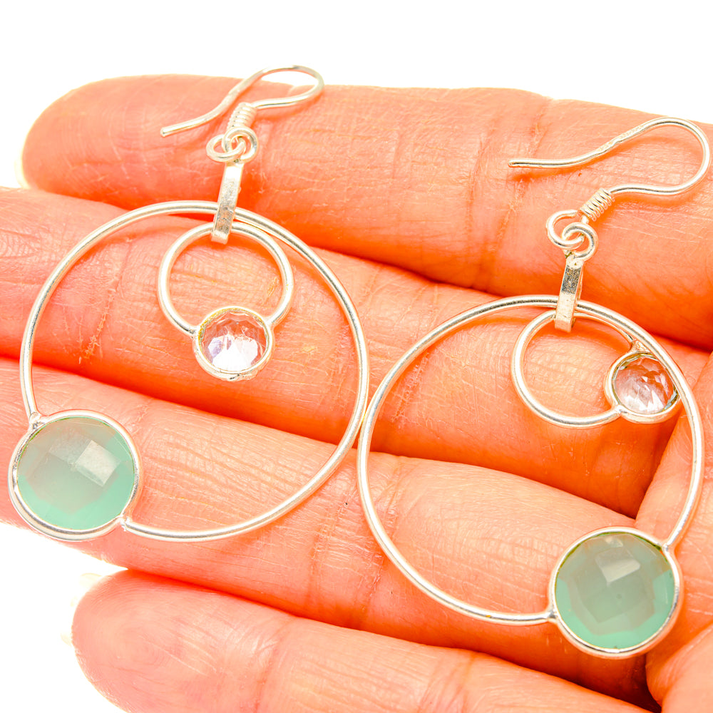 Aqua Chalcedony Earrings handcrafted by Anasilvercos - EARR427176