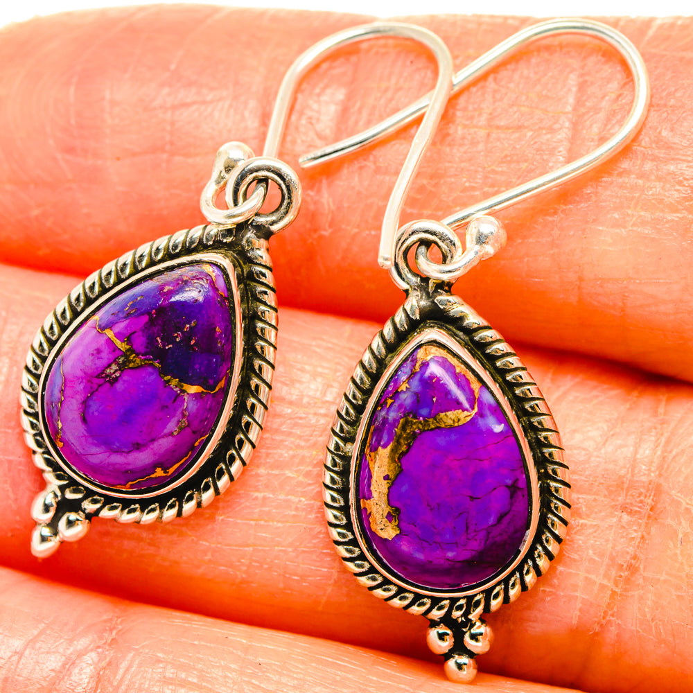 Purple Copper Composite Turquoise Earrings handcrafted by Anasilvercos - EARR427191