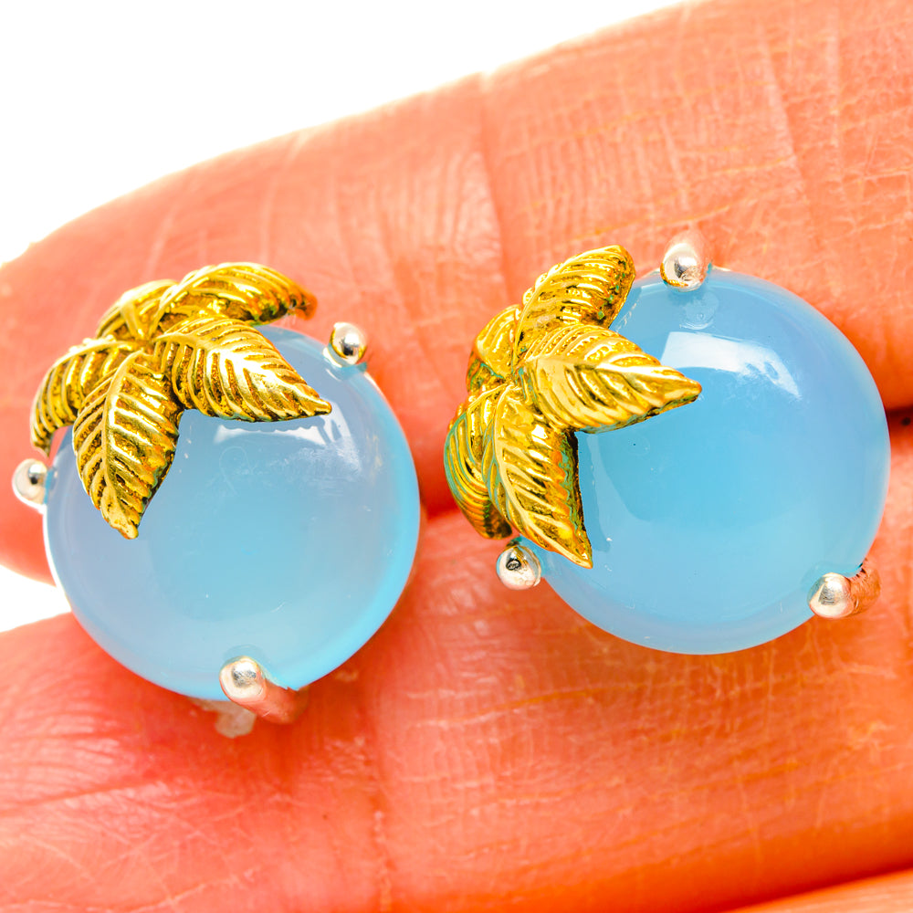 Aqua Chalcedony Earrings handcrafted by Anasilvercos - EARR427194