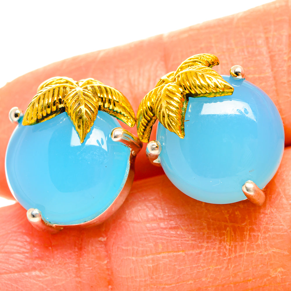 Aqua Chalcedony Earrings handcrafted by Anasilvercos - EARR427197