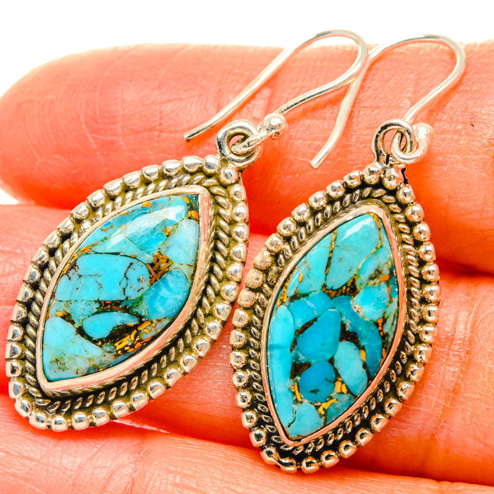Blue Copper Composite Turquoise Earrings handcrafted by Anasilvercos - EARR427201
