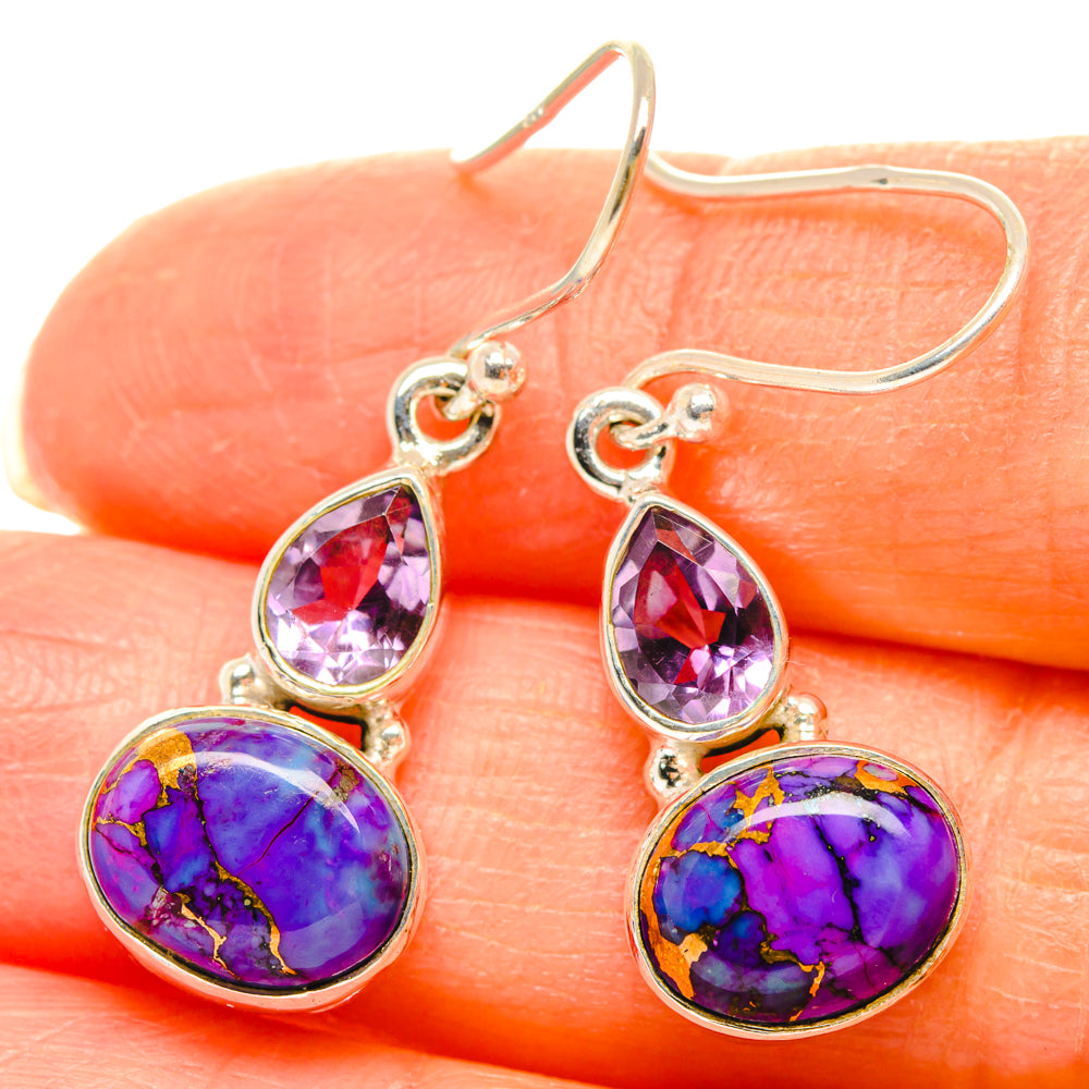 Purple Copper Composite Turquoise Earrings handcrafted by Anasilvercos - EARR427208