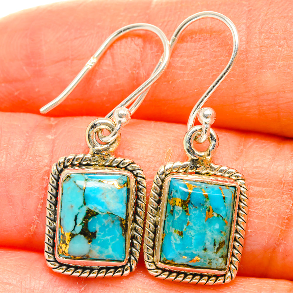 Blue Copper Composite Turquoise Earrings handcrafted by Anasilvercos - EARR427210