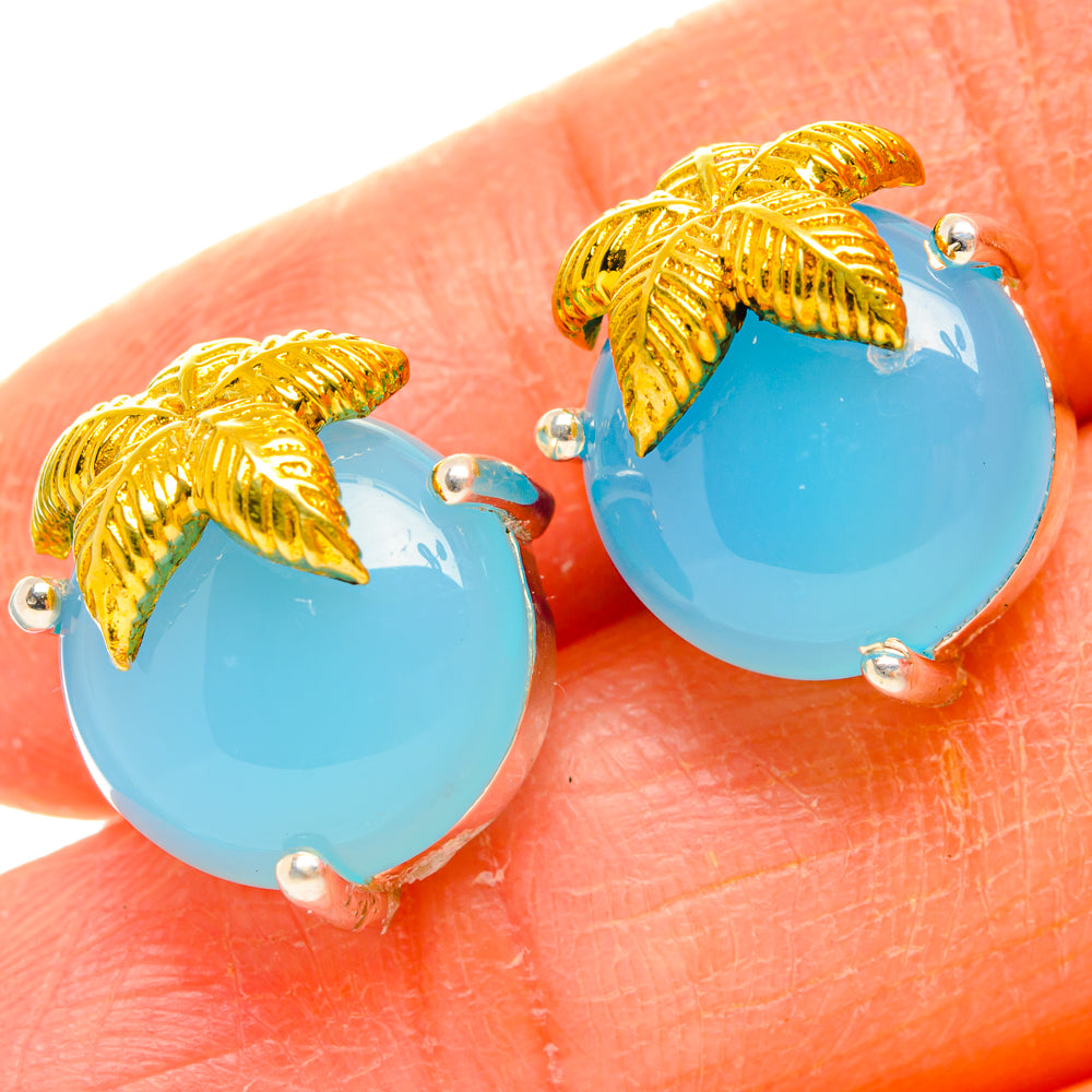 Aqua Chalcedony Earrings handcrafted by Anasilvercos - EARR427218