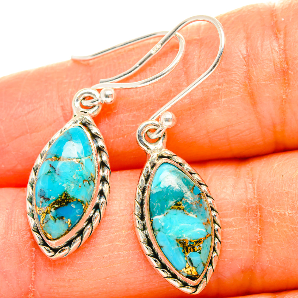 Blue Copper Composite Turquoise Earrings handcrafted by Anasilvercos - EARR427222