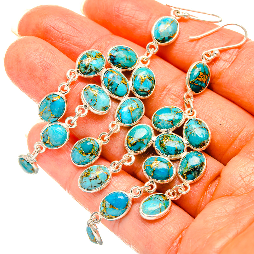 Blue Copper Composite Turquoise Earrings handcrafted by Anasilvercos - EARR427226