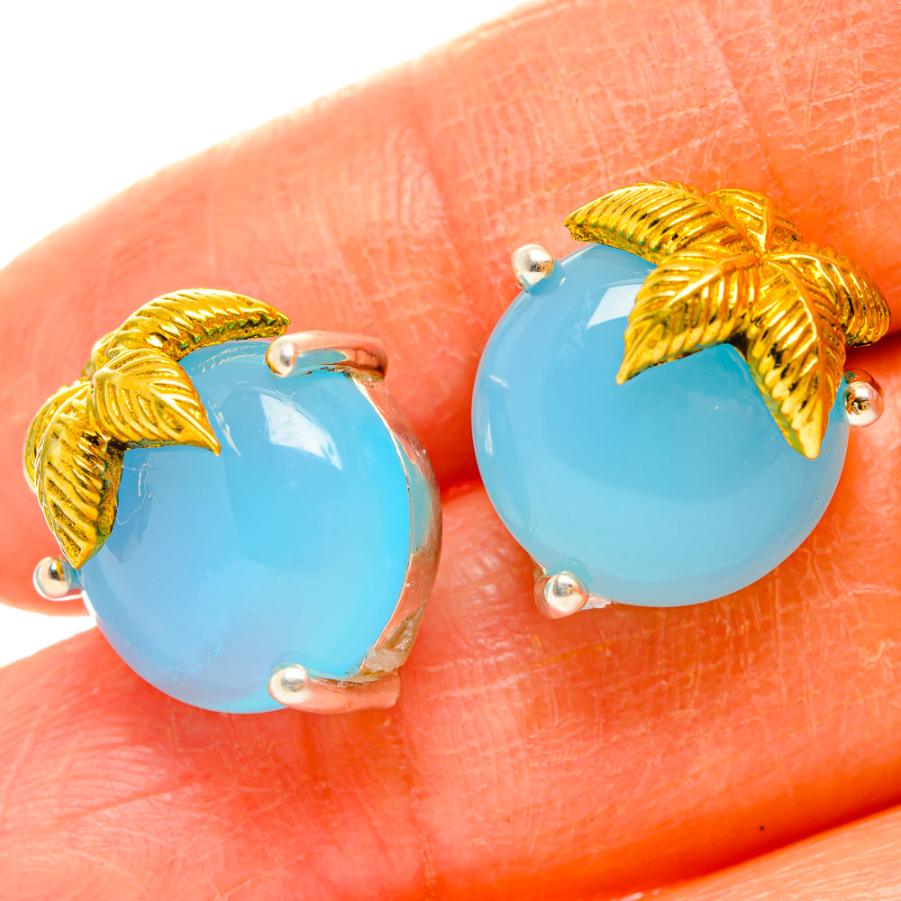 Aqua Chalcedony Earrings handcrafted by Anasilvercos - EARR427229