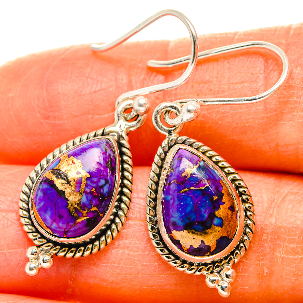 Purple Copper Composite Turquoise Earrings handcrafted by Anasilvercos - EARR427235
