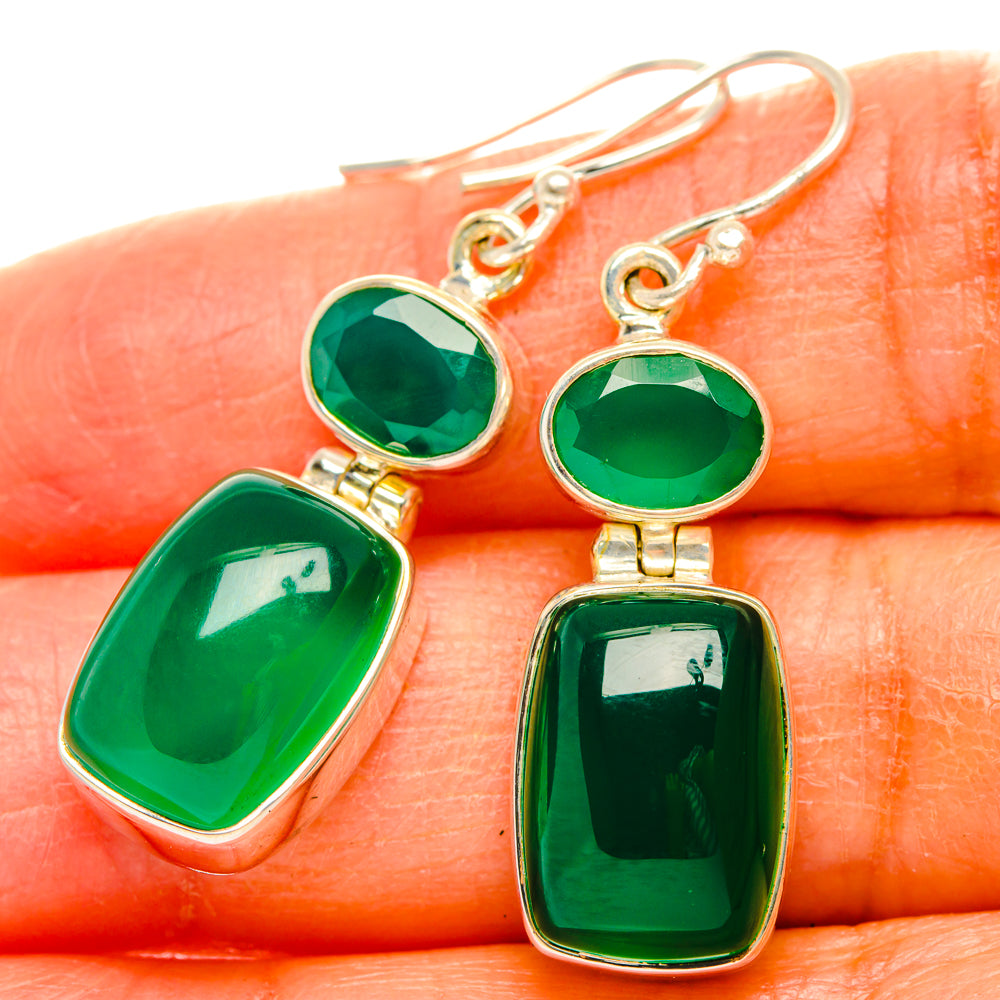 Green Onyx Earrings handcrafted by Anasilvercos - EARR427242