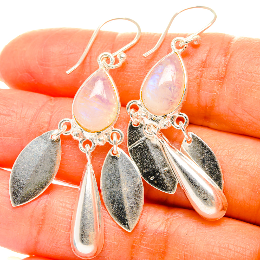 Rainbow Moonstone Earrings handcrafted by Anasilvercos - EARR427243