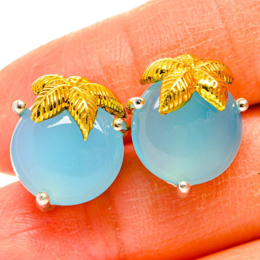 Aqua Chalcedony Earrings handcrafted by Anasilvercos - EARR427244