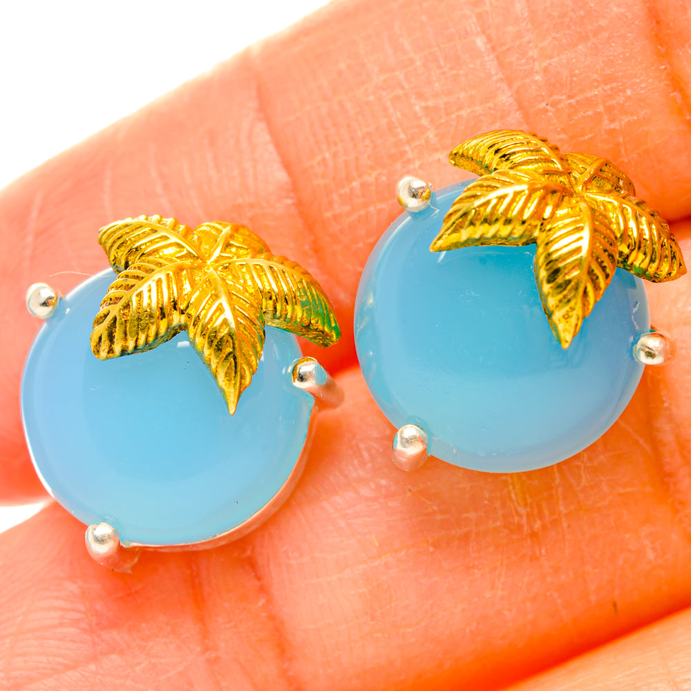 Aqua Chalcedony Earrings handcrafted by Anasilvercos - EARR427249