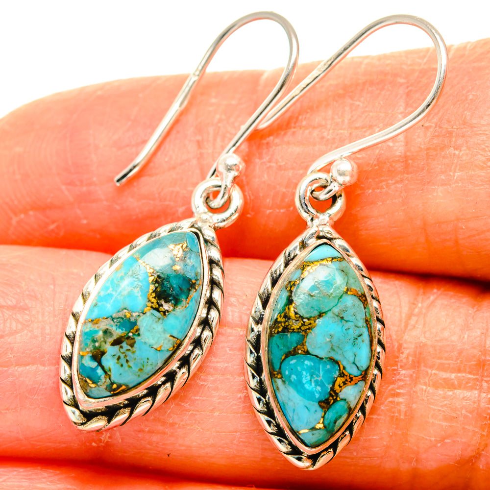 Blue Copper Composite Turquoise Earrings handcrafted by Anasilvercos - EARR427256