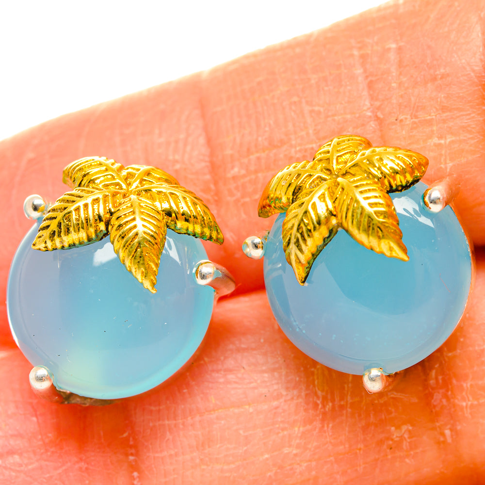 Aqua Chalcedony Earrings handcrafted by Anasilvercos - EARR427263