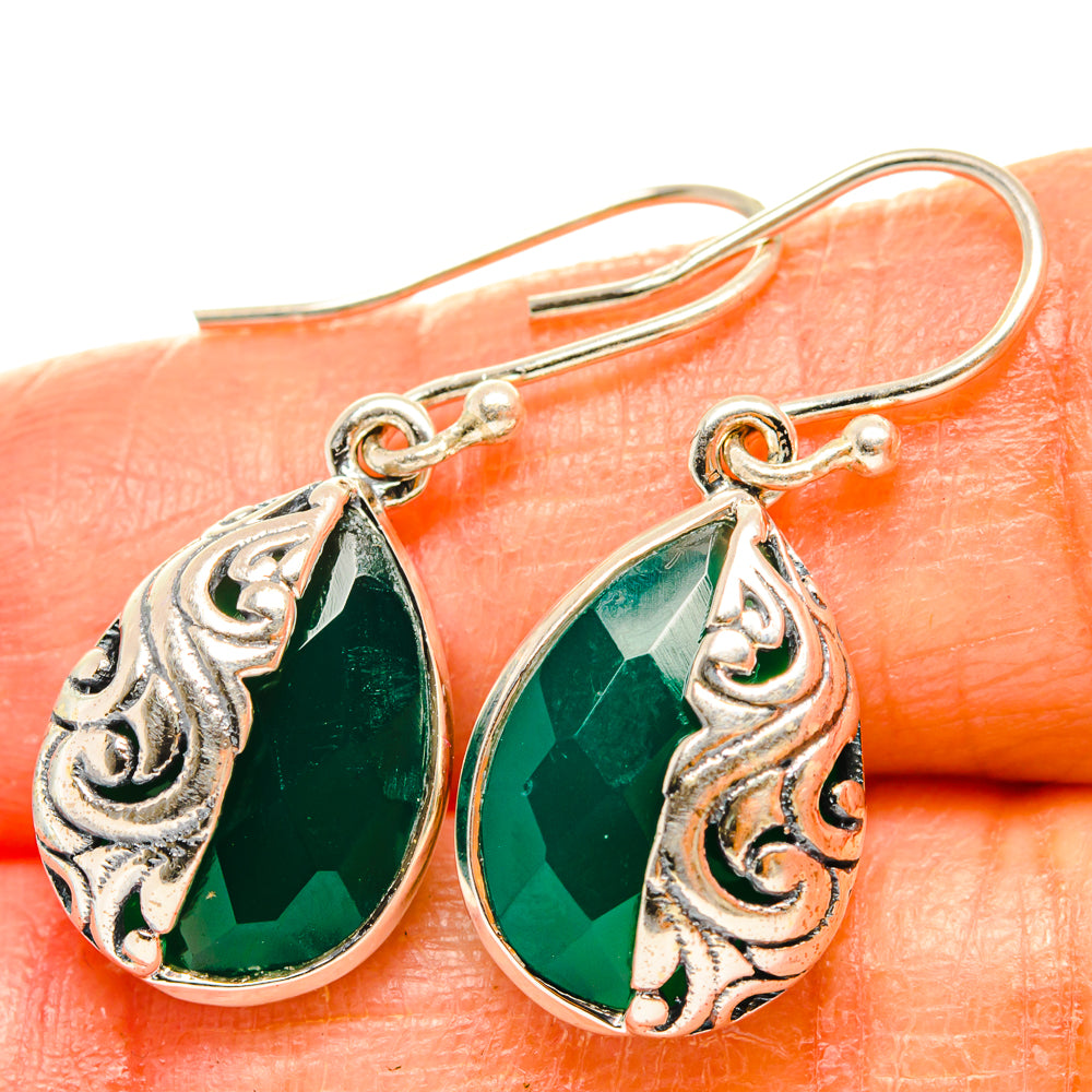 Green Onyx Earrings handcrafted by Anasilvercos - EARR427274