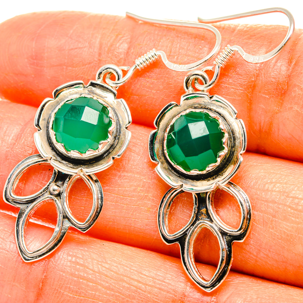 Green Onyx Earrings handcrafted by Anasilvercos - EARR427282