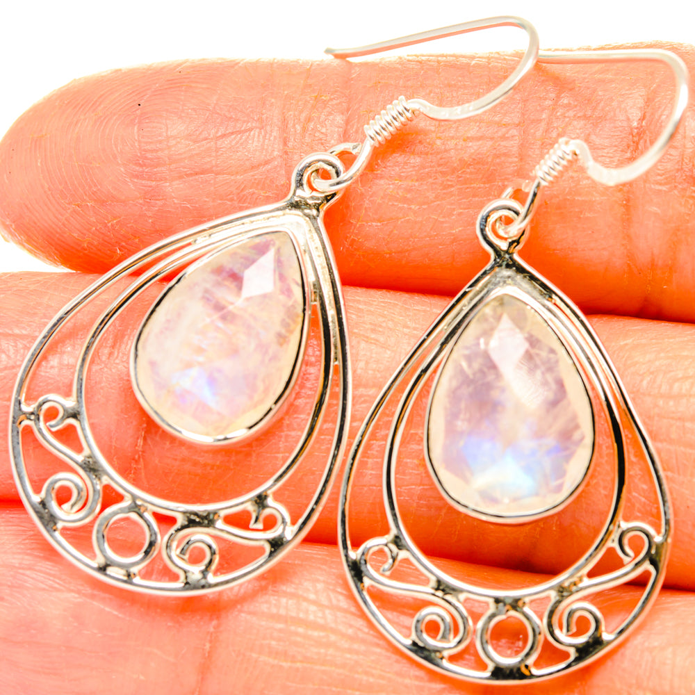 Rainbow Moonstone Earrings handcrafted by Anasilvercos - EARR427288