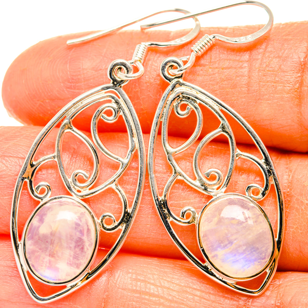 Rainbow Moonstone Earrings handcrafted by Anasilvercos - EARR427289