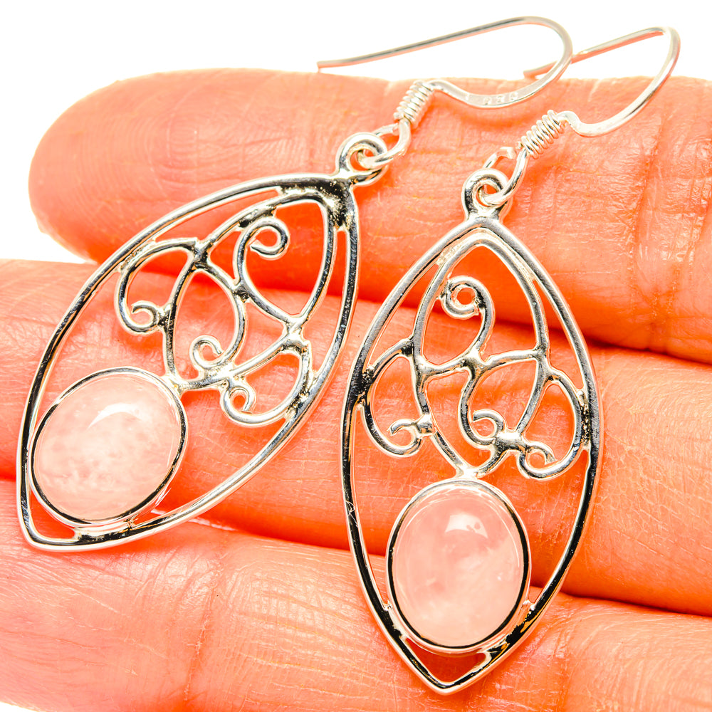 Rose Quartz Earrings handcrafted by Anasilvercos - EARR427298